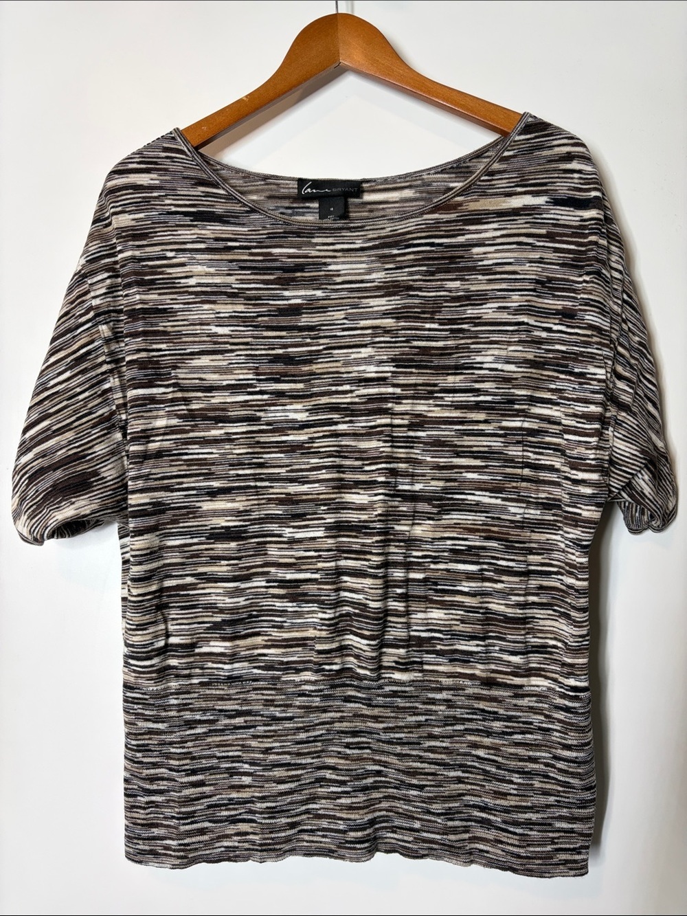 Lane Bryant Brown & Cream Striped Short Sleeve Knit Top size 16